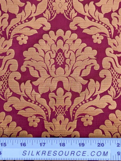 High End Veranda Renaissance Damask 100% Silk Red and Gold