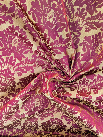 High End Veranda Renaissance Damask 100% Silk Red and Gold