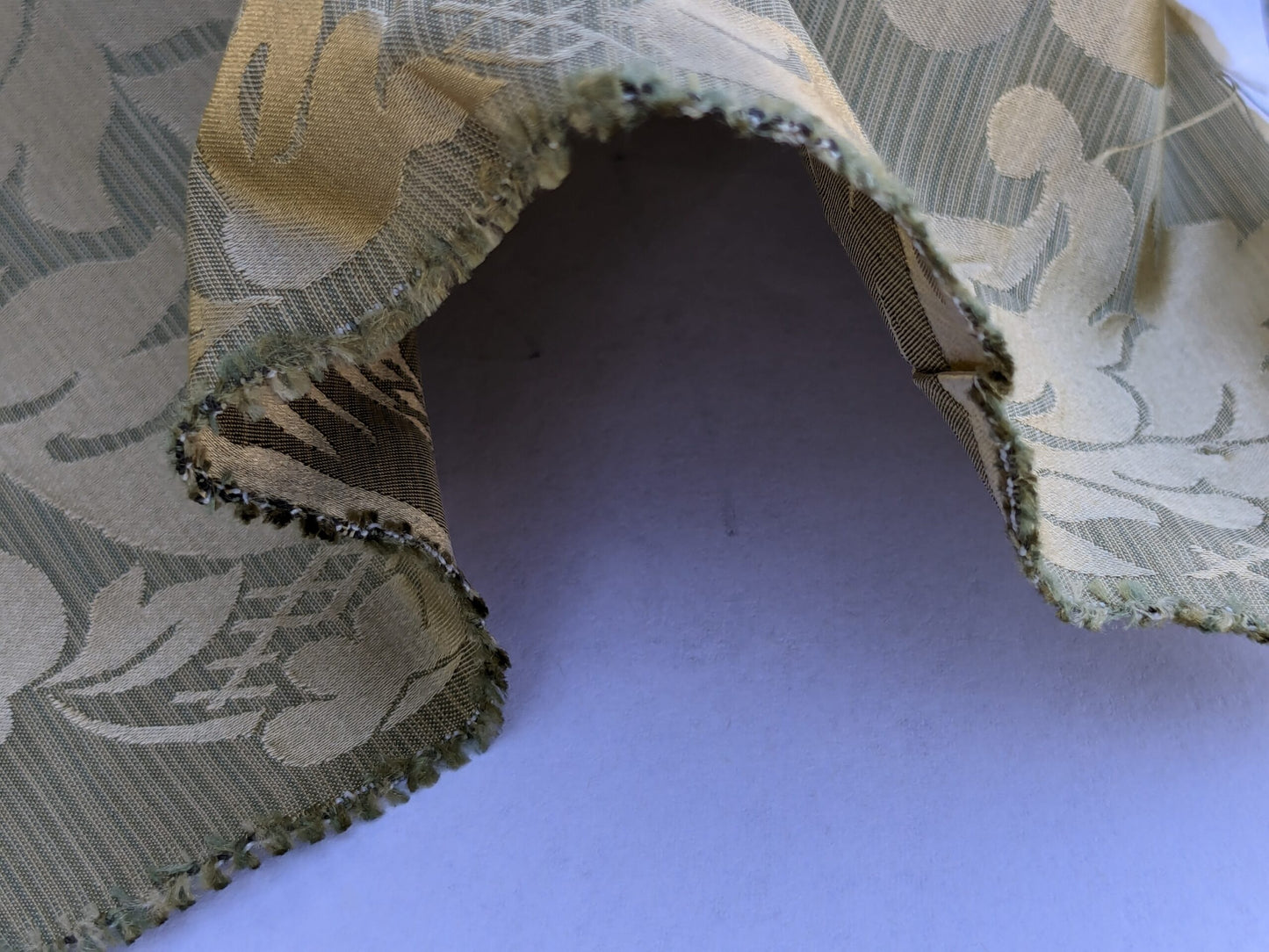 High End Veranda Renaissance Damask 100% Silk Sage Green Gold