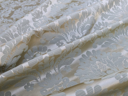 High End Veranda Renaissance Damask 100% Silk Sage Green Gold