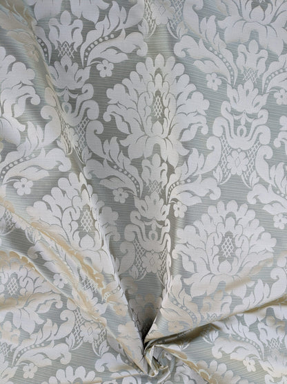 High End Veranda Renaissance Damask 100% Silk Sage Green Gold
