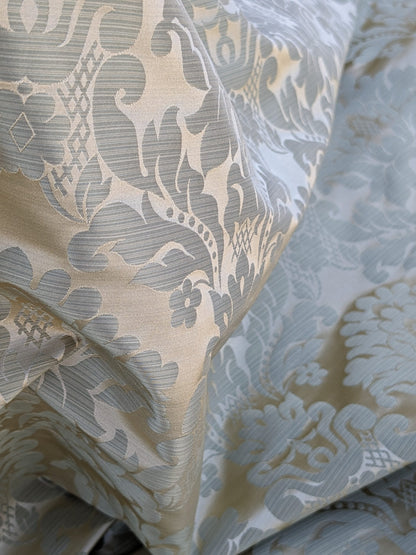 High End Veranda Renaissance Damask 100% Silk Sage Green Gold