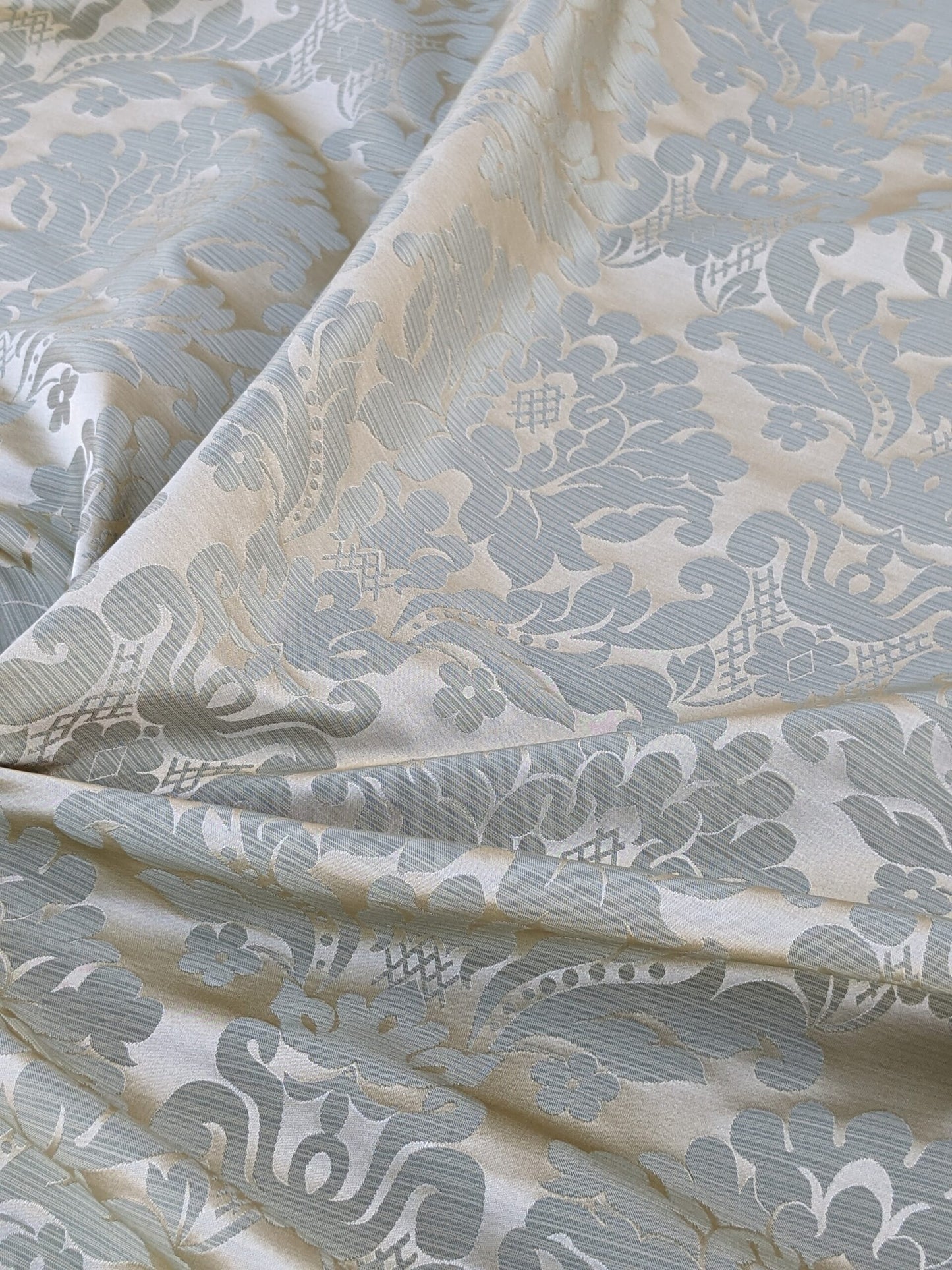 High End Veranda Renaissance Damask 100% Silk Sage Green Gold
