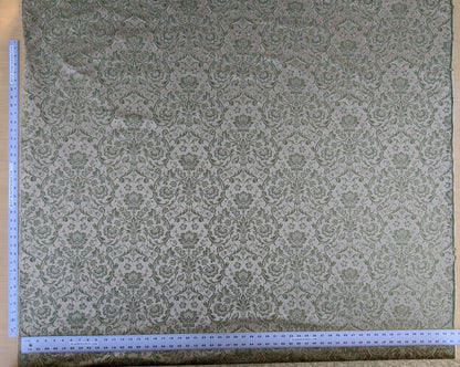 In Name of Rose Medallion Acanthus Renaissance Silk Damask Jacquard Pale Green & Gold MSRP USD 225Y