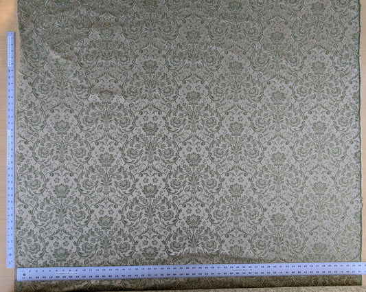 In Name of Rose Medallion Acanthus Renaissance Silk Damask Jacquard Pale Green & Gold MSRP USD 225Y