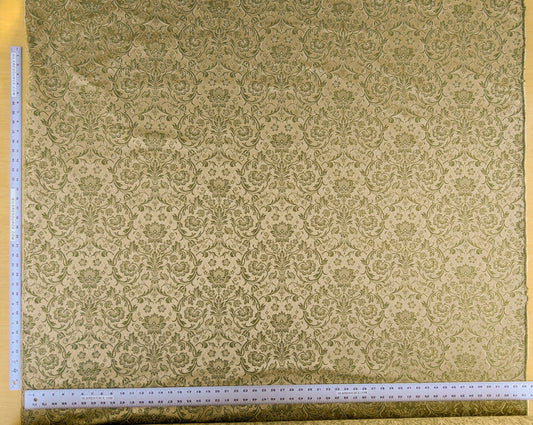 In Name of Rose Medallion Acanthus Renaissance Silk Damask Jacquard Pale Honeydew Green  & Gold MSRP USD 225/Y