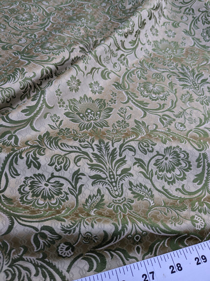 In Name of Rose Medallion Acanthus Renaissance Silk Damask Jacquard Pale Green & Gold MSRP USD 225Y