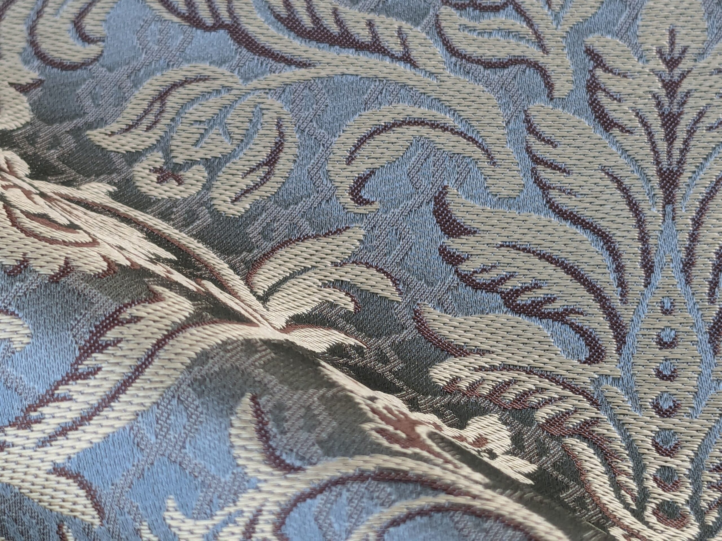 In Name of Rose Medallion Acanthus Renaissance Silk Damask Jacquard Blue & Gold MSRP USD 225Y