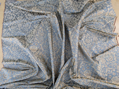 In Name of Rose Medallion Acanthus Renaissance Silk Damask Jacquard Blue & Gold MSRP USD 225Y