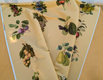 By Vertical Repeat 40 Inches Scalamandre Les Fruits Multi on Maize Grape Strawberry Cherry Plum Pear Blue MSRP USD 220/Y