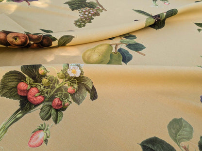 By Vertical Repeat 40 Inches Scalamandre Les Fruits Multi on Maize Grape Strawberry Cherry Plum Pear Blue MSRP USD 220/Y