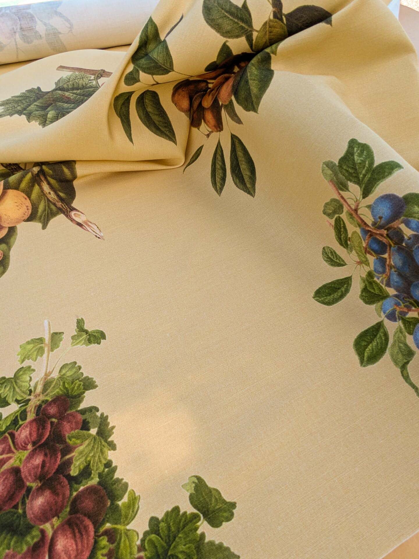 By Vertical Repeat 40 Inches Scalamandre Les Fruits Multi on Maize Grape Strawberry Cherry Plum Pear Blue MSRP USD 220/Y