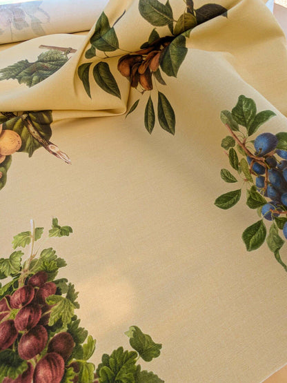 By Vertical Repeat 40 Inches Scalamandre Les Fruits Multi on Maize Grape Strawberry Cherry Plum Pear Blue MSRP USD 220/Y