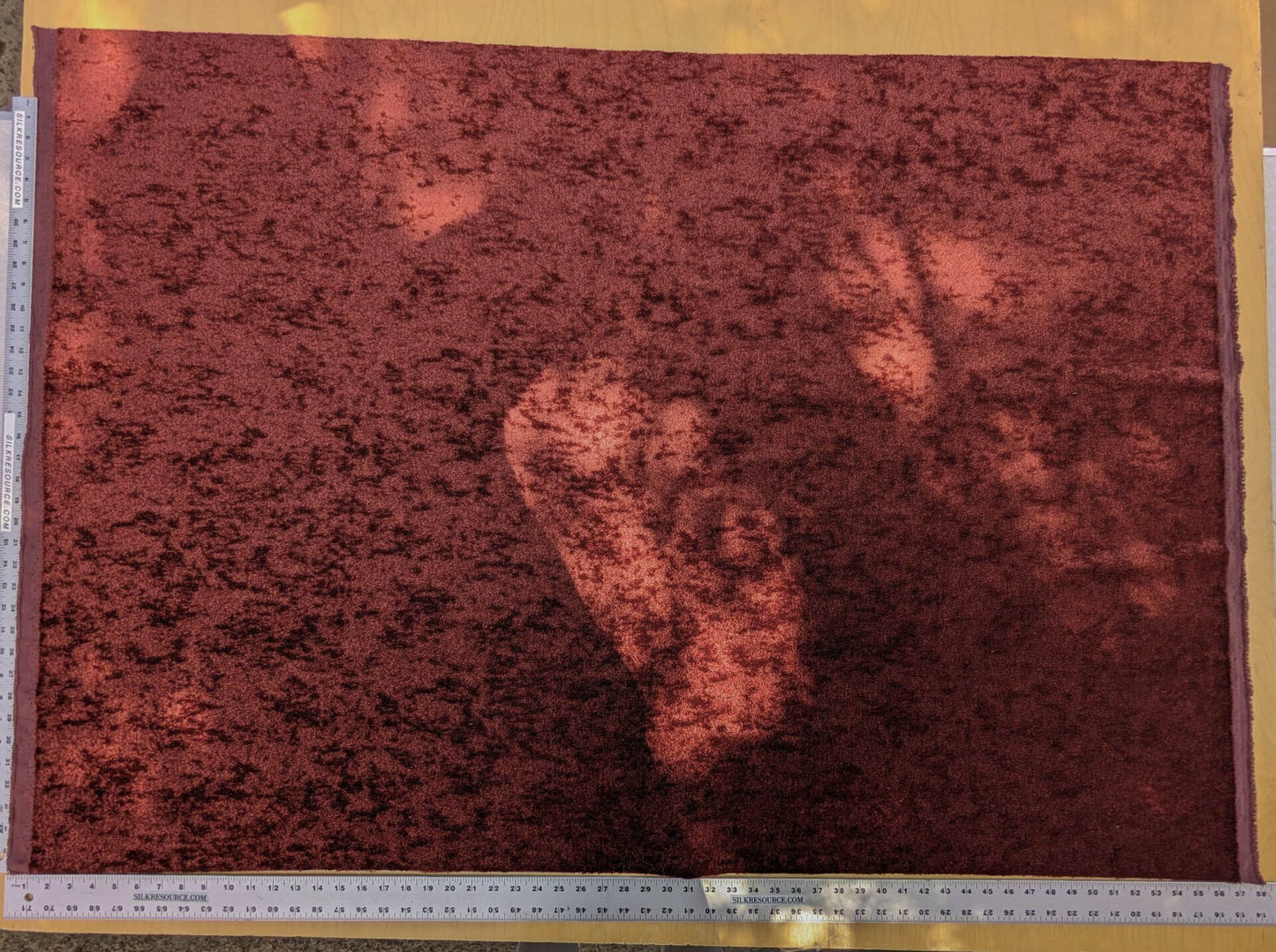 Mohair &amp; Silk Velvet Seaweed Texture In Deep Wine Red Burgundy Heavy Duty