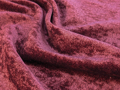 Mohair &amp; Silk Velvet Seaweed Texture In Deep Wine Red Burgundy Heavy Duty