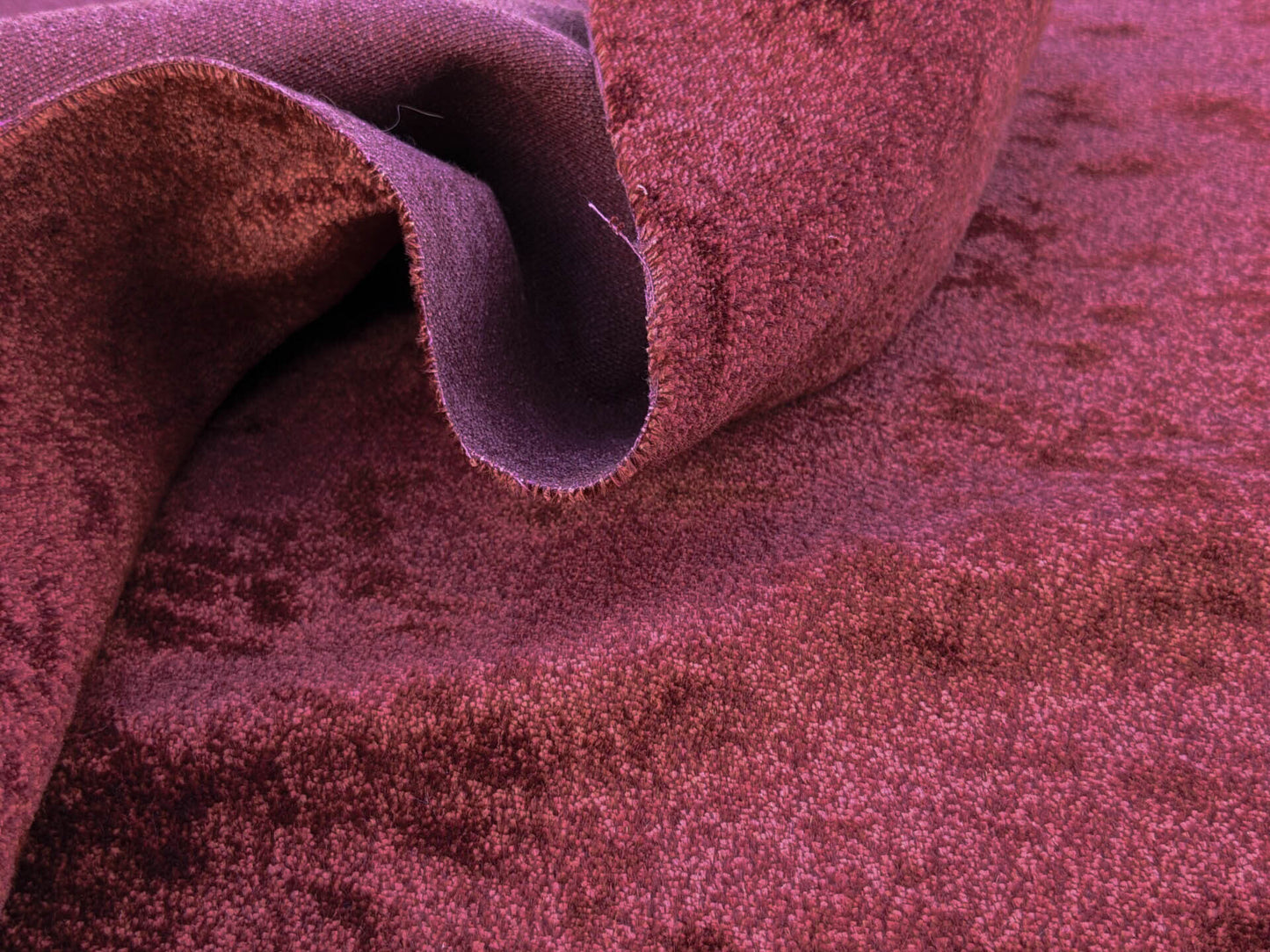 Mohair &amp; Silk Velvet Seaweed Texture In Deep Wine Red Burgundy Heavy Duty