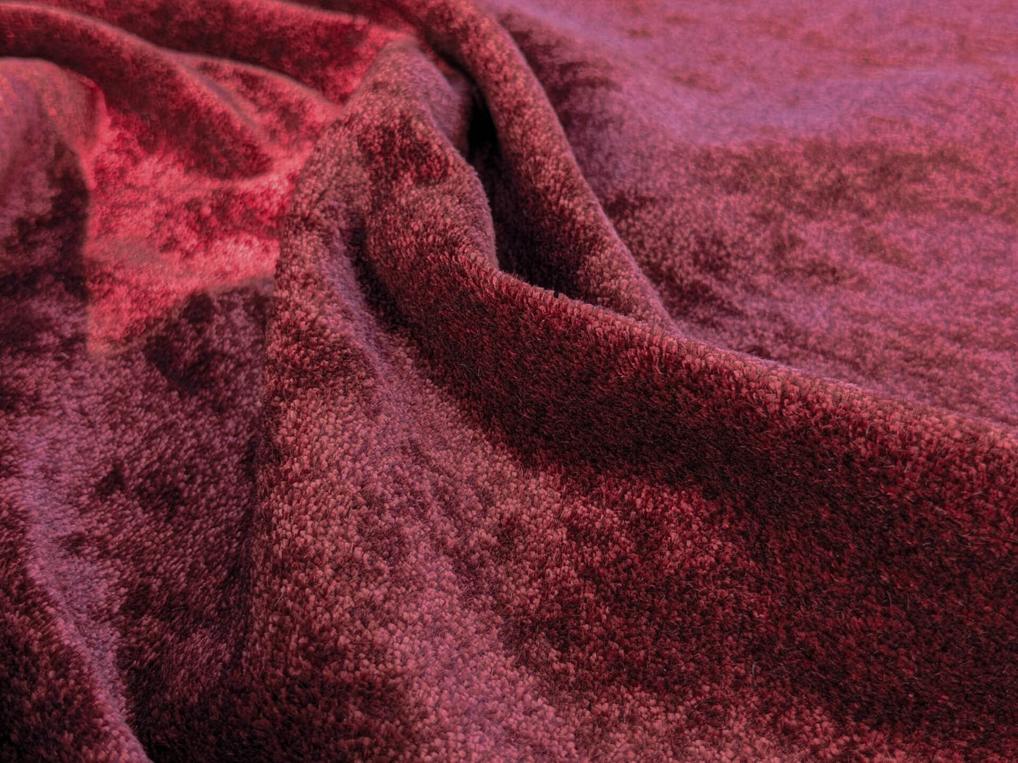 Mohair &amp; Silk Velvet Seaweed Texture In Deep Wine Red Burgundy Heavy Duty