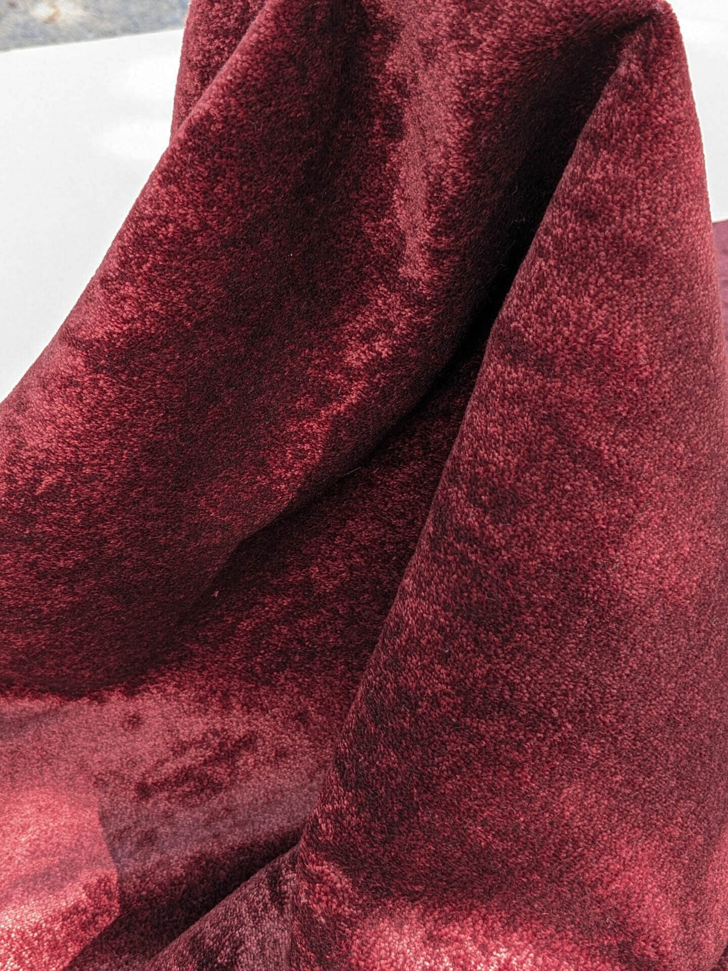 Mohair &amp; Silk Velvet Seaweed Texture In Deep Wine Red Burgundy Heavy Duty