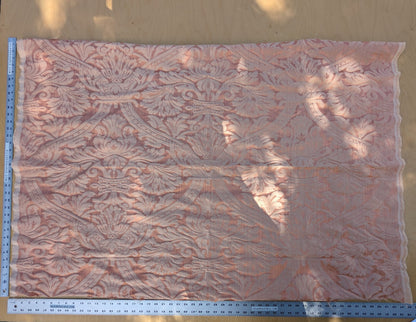 Rose Bertin 100% Silk Damask French Court Acanthus in Peach Pink Highest Quality
