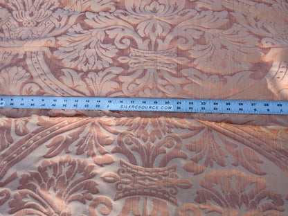 Rose Bertin 100% Silk Damask French Court Acanthus in Peach Pink Highest Quality