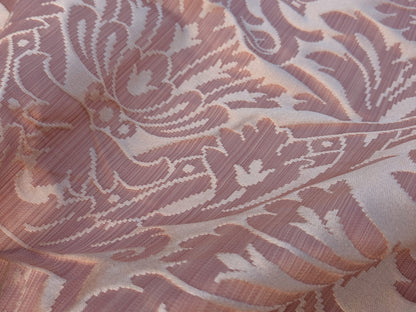 Rose Bertin 100% Silk Damask French Court Acanthus in Peach Pink Highest Quality