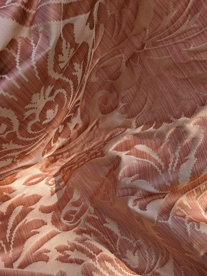 Rose Bertin 100% Silk Damask French Court Acanthus in Peach Pink Highest Quality