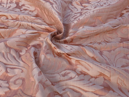 Rose Bertin 100% Silk Damask French Court Acanthus in Peach Pink Highest Quality
