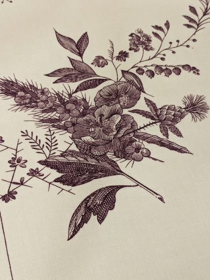 Brunschwig &amp; Fils Chinoisere A L'americaine Toile Berry Plum Deep Purple White Cotton Bird Animal Spider from Mount Vernon Bty