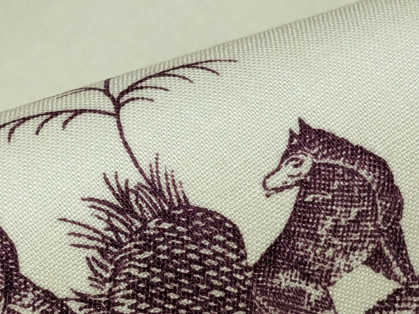 Brunschwig &amp; Fils Chinoisere A L'americaine Toile Berry Plum Deep Purple White Cotton Bird Animal Spider from Mount Vernon Bty