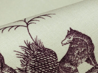 Brunschwig &amp; Fils Chinoisere A L'americaine Toile Berry Plum Deep Purple White Cotton Bird Animal Spider from Mount Vernon Bty