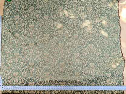 In Name of Rose Medallion Acanthus Renaissance Silk Damask Jacquard Jewel Green & Gold MSRP USD 225Y