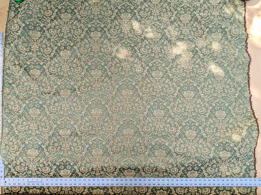 In Name of Rose Medallion Acanthus Renaissance Silk Damask Jacquard Jewel Green & Gold MSRP USD 225Y