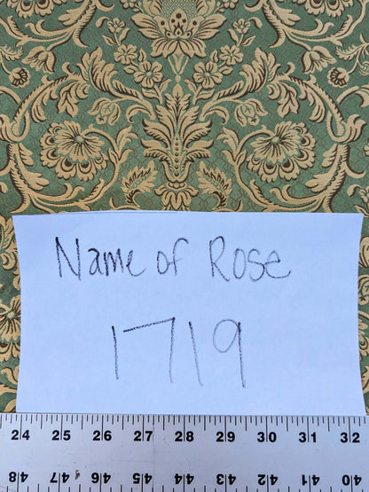 In Name of Rose Medallion Acanthus Renaissance Silk Damask Jacquard Jewel Green & Gold MSRP USD 225Y