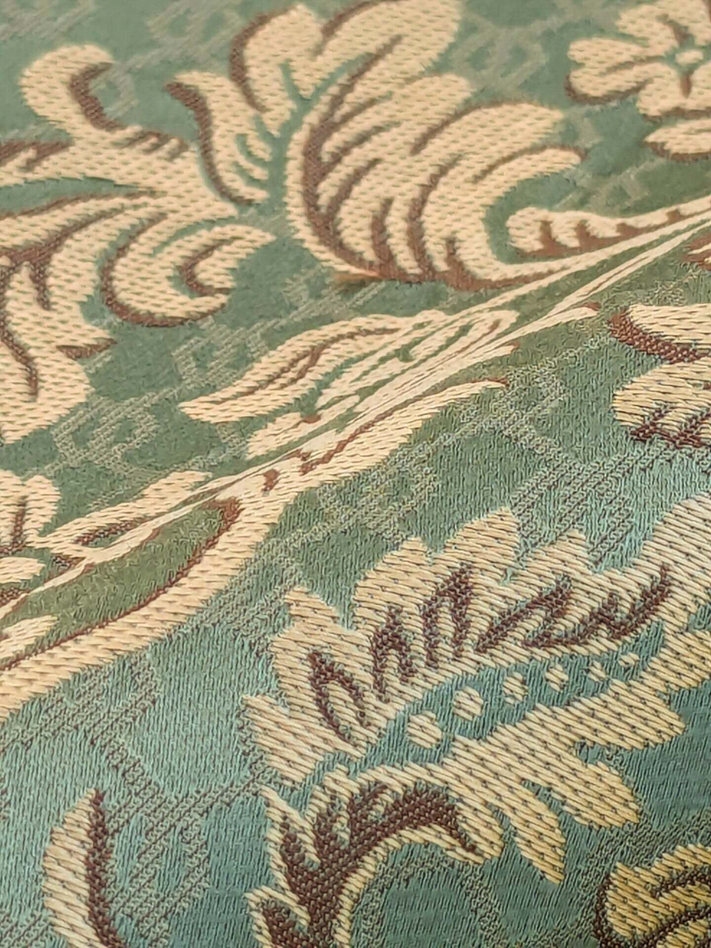 In Name of Rose Medallion Acanthus Renaissance Silk Damask Jacquard Jewel Green & Gold MSRP USD 225Y