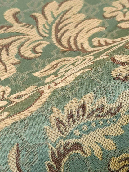 In Name of Rose Medallion Acanthus Renaissance Silk Damask Jacquard Jewel Green & Gold MSRP USD 225Y