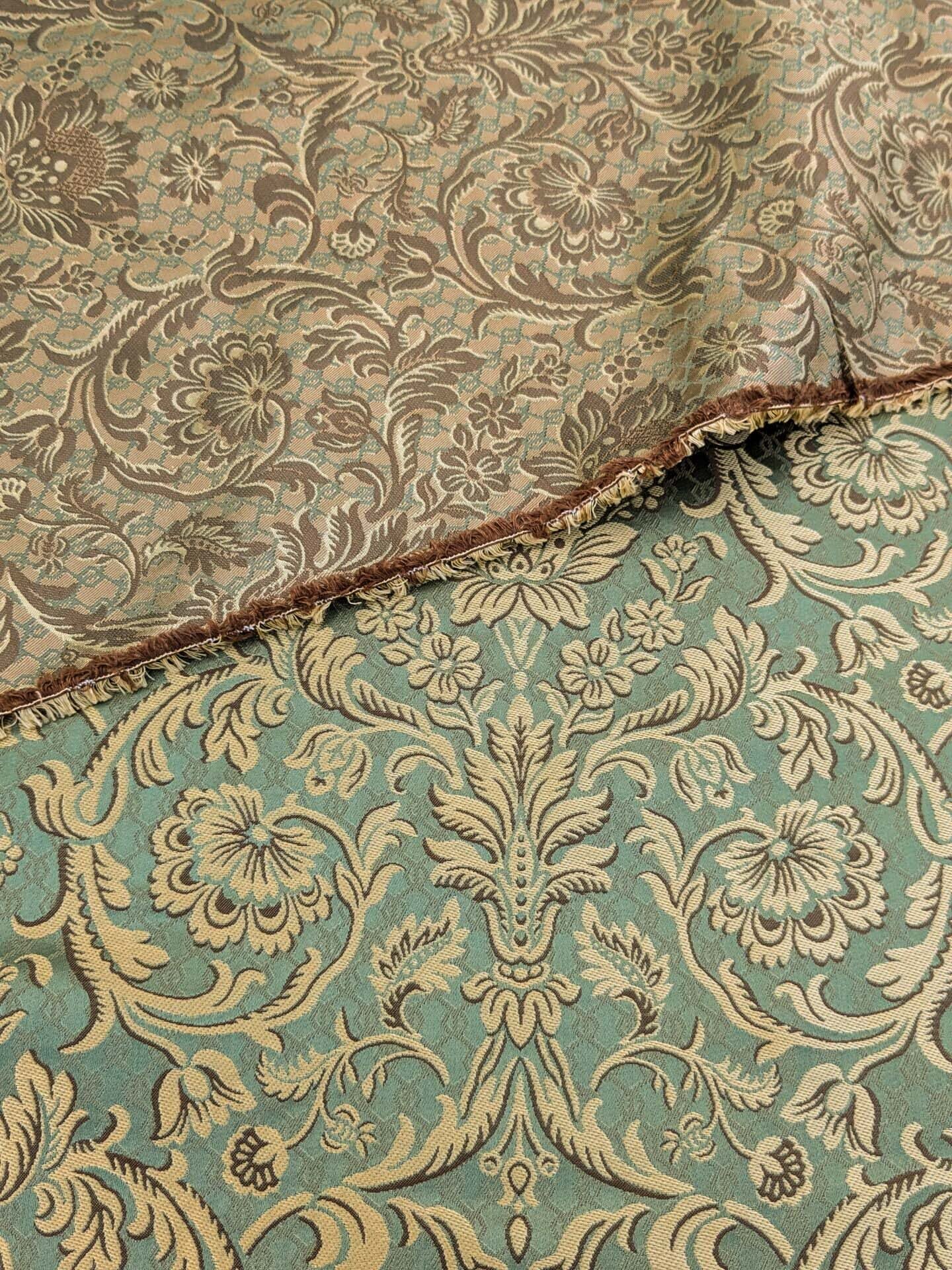 In Name of Rose Medallion Acanthus Renaissance Silk Damask Jacquard Jewel Green & Gold MSRP USD 225Y