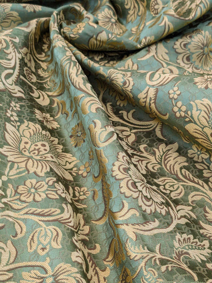 In Name of Rose Medallion Acanthus Renaissance Silk Damask Jacquard Jewel Green & Gold MSRP USD 225Y