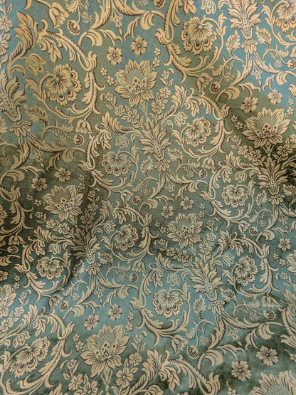 In Name of Rose Medallion Acanthus Renaissance Silk Damask Jacquard Jewel Green & Gold MSRP USD 225Y
