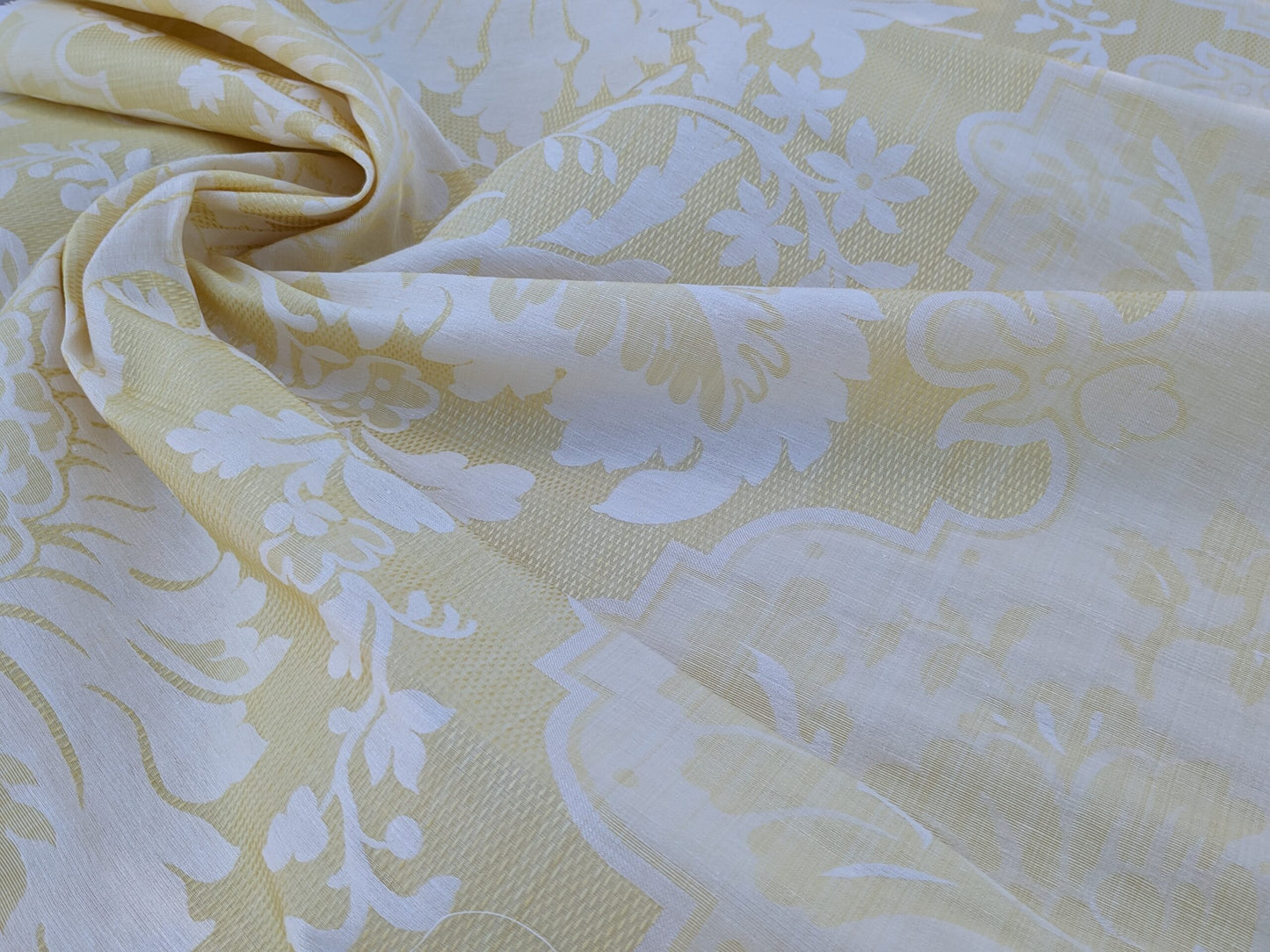 Scalamandre Kilfane Lemon Yellow Acanthus Renaissance Silk Lampas MSRP USD 390/y