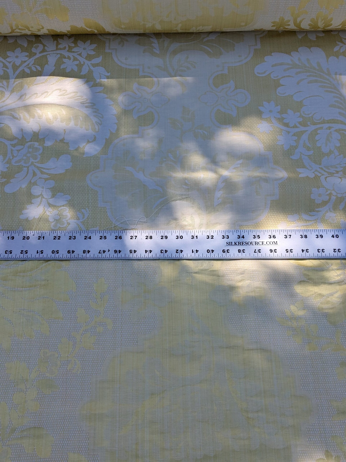 Scalamandre Kilfane Lemon Yellow Acanthus Renaissance Silk Lampas MSRP USD 390/y