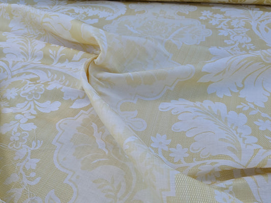 Scalamandre Kilfane Lemon Yellow Acanthus Renaissance Silk Lampas MSRP USD 390/y