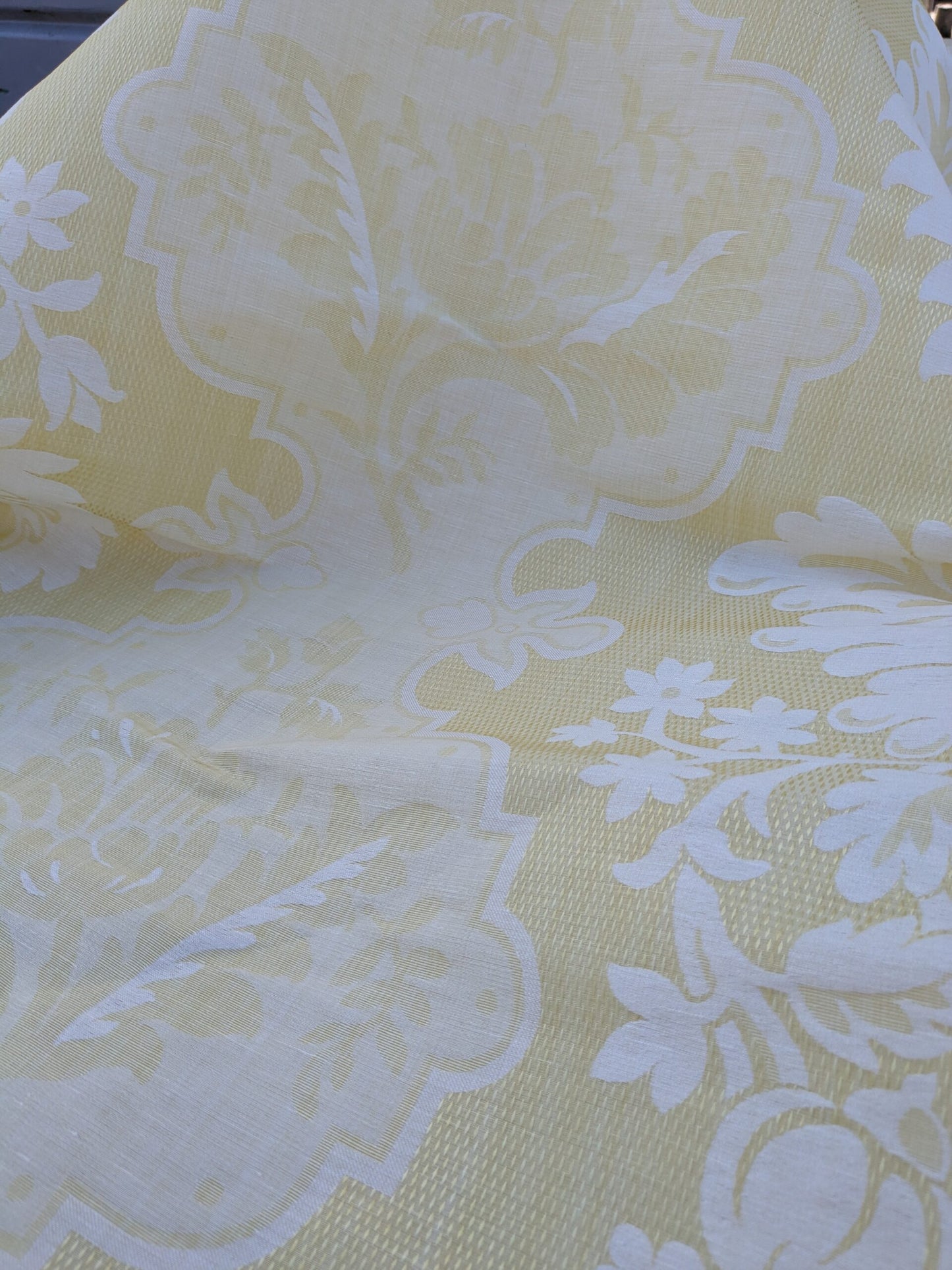 Scalamandre Kilfane Lemon Yellow Acanthus Renaissance Silk Lampas MSRP USD 390/y