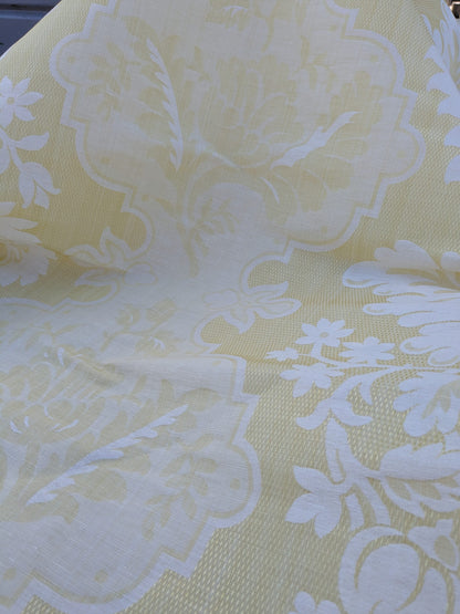 Scalamandre Kilfane Lemon Yellow Acanthus Renaissance Silk Lampas MSRP USD 390/y