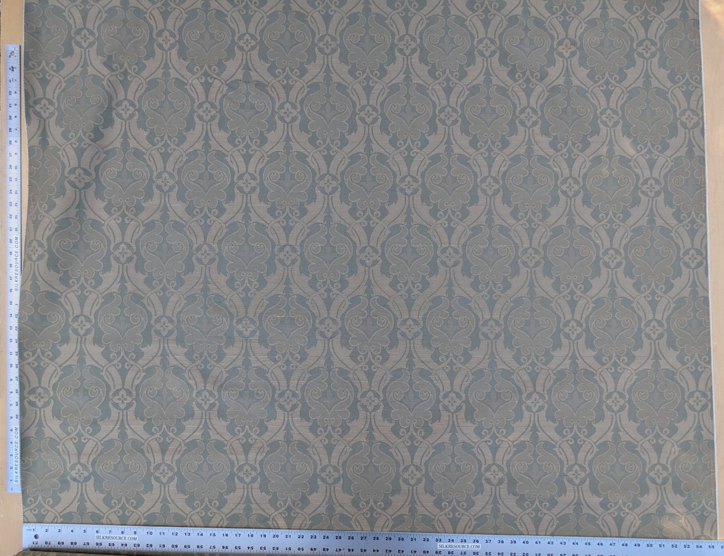 Scalamandre Namtu Silk Damask French Blue &amp; Tan Faille Medallion MSRP USD 300/Y