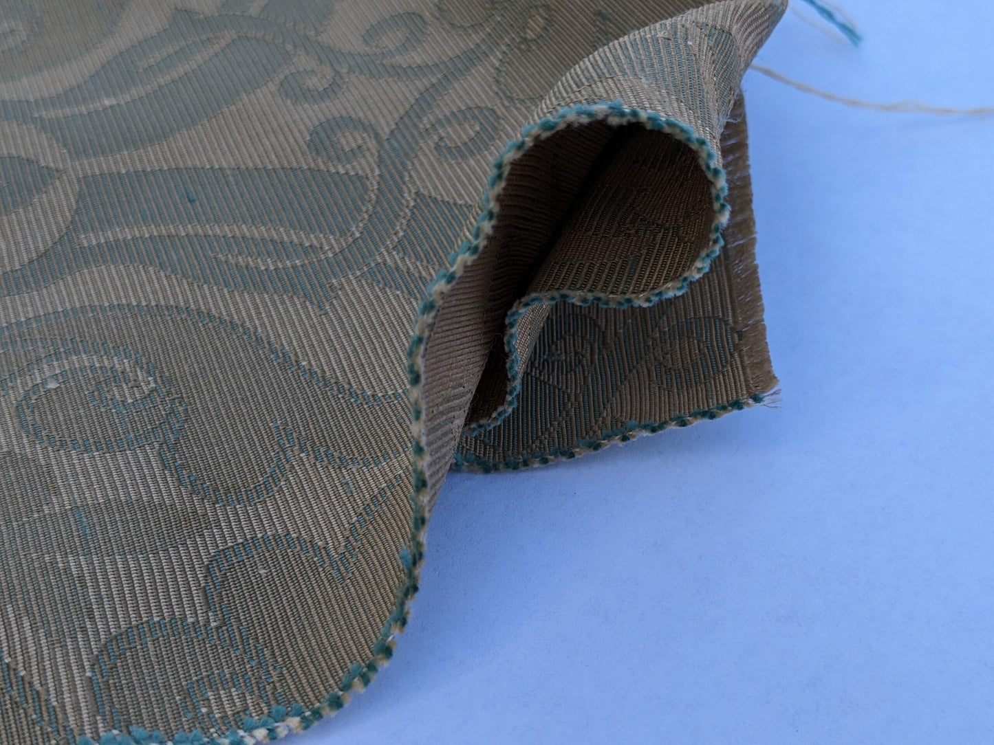 Scalamandre Namtu Silk Damask French Blue &amp; Tan Faille Medallion MSRP USD 300/Y