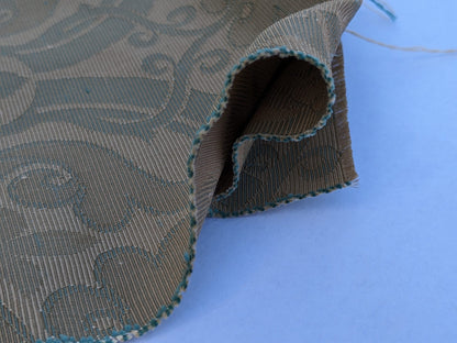 Scalamandre Namtu Silk Damask French Blue &amp; Tan Faille Medallion MSRP USD 300/Y