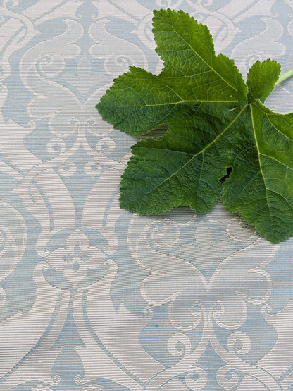 Scalamandre Namtu Silk Damask French Blue &amp; Tan Faille Medallion MSRP USD 300/Y