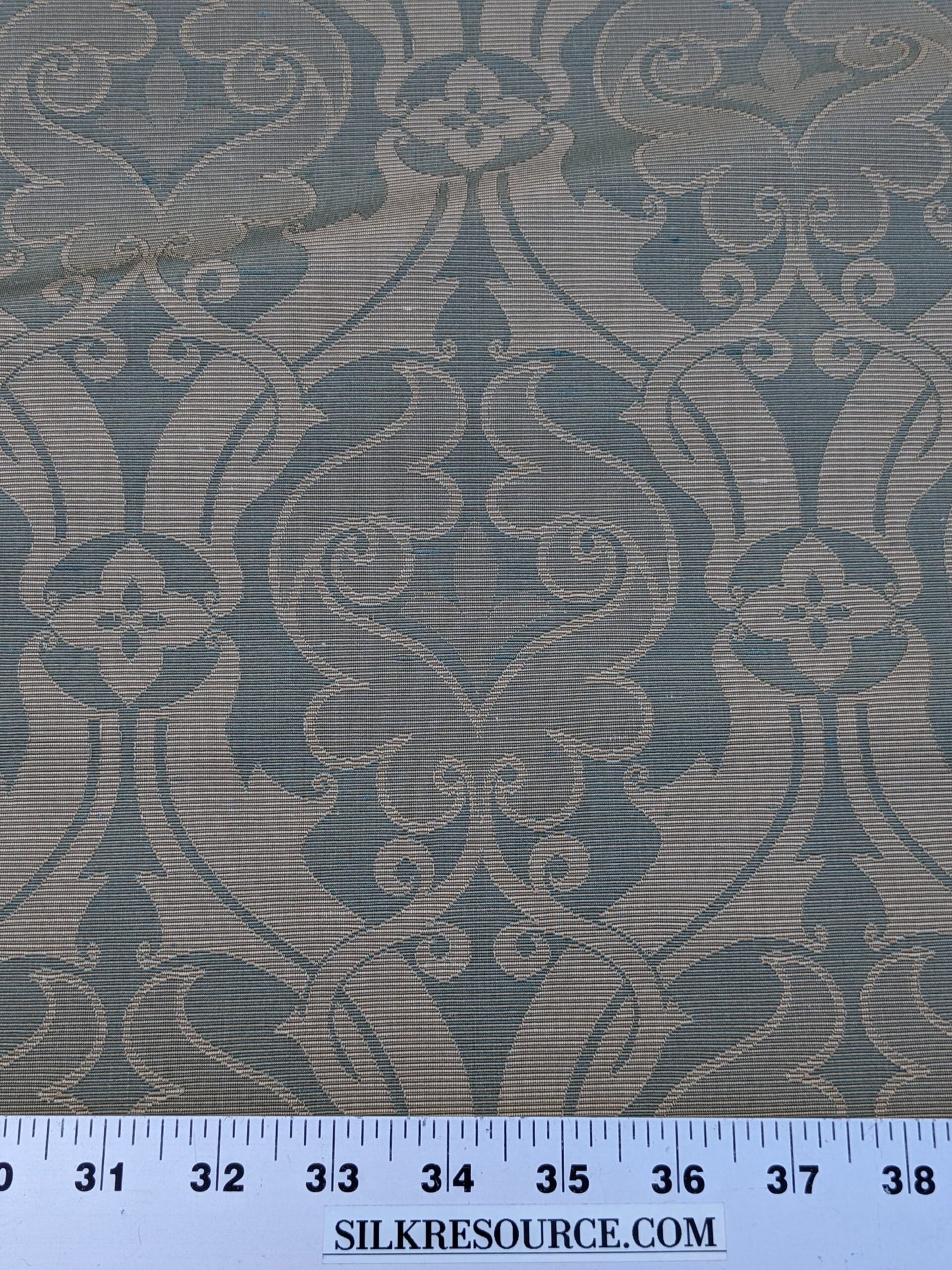 Scalamandre Namtu Silk Damask French Blue &amp; Tan Faille Medallion MSRP USD 300/Y
