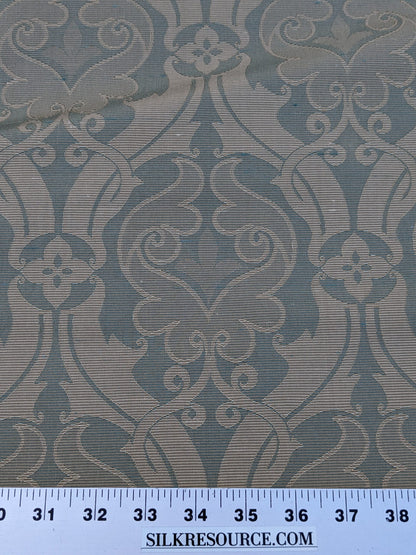 Scalamandre Namtu Silk Damask French Blue &amp; Tan Faille Medallion MSRP USD 300/Y