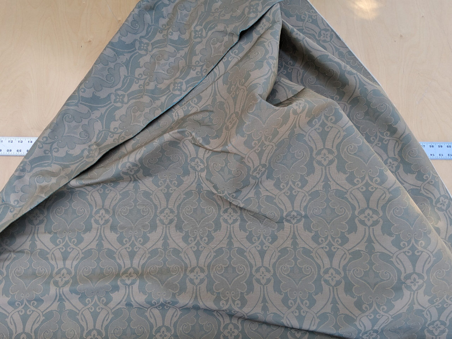 Scalamandre Namtu Silk Damask French Blue &amp; Tan Faille Medallion MSRP USD 300/Y